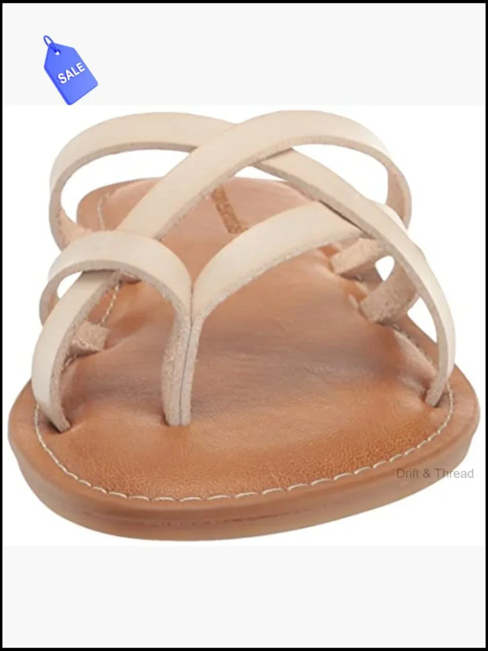 Women's Strappy Slide Flat Sandals, Slip On Memory Foam